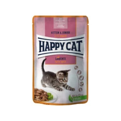 Happy Cat Kitten & Junior - Maaltijdzakje - Eend -Beste Dierenartikelen Winkel happy cat kitten junior maaltijdzakje eend 217327 2000 none